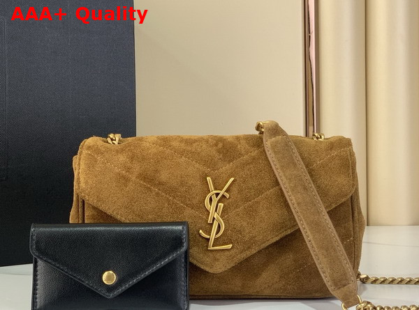 Saint Laurent Loulou Mini in Matelasse Suede Caramel Cognac 821749 Replica