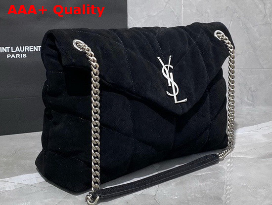 Saint Laurent Loulou Puffer Medium Bag in Black Quilted Suede and Lambskin Replica