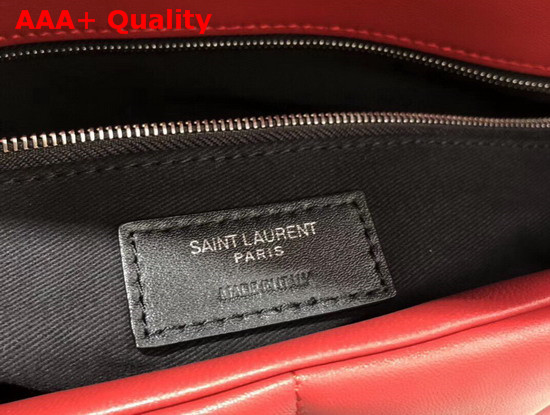 Saint Laurent Loulou Puffer Medium Bag in Red Quilted Lambskin with Brushed Silver Toned Metal Hardware Replica