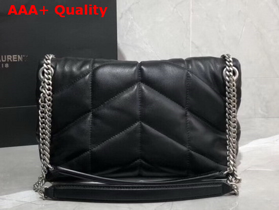 Saint Laurent Loulou Puffer Small Bag in Black Quilted Lambskin with Brushed Silver Toned Metal Hardware Replica