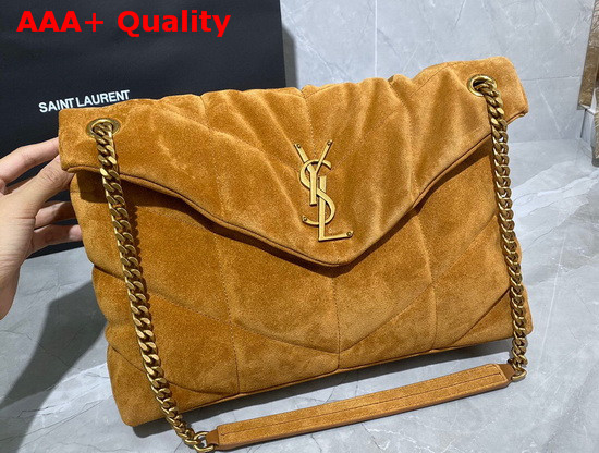 Saint Laurent Loulou Puffer Small Bag in Cinnamon Quilted Suede and Lambskin Replica