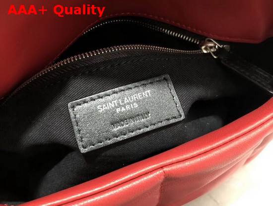 Saint Laurent Loulou Puffer Small Bag in Red Quilted Lambskin with Brushed Silver Toned Metal Hardware Replica