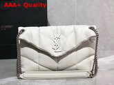 Saint Laurent Loulou Puffer Small Bag in White Quilted Lambskin with Brushed Silver Toned Metal Hardware Replica