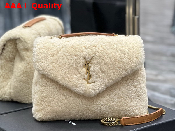 Saint Laurent Loulou Small Chain Bag in Beige Shearling Replica