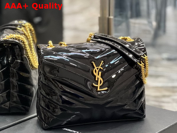 Saint Laurent Loulou Small Chain Bag in Black Quilted Y Patent Leather Replica