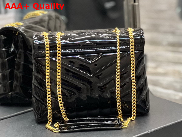 Saint Laurent Loulou Small Chain Bag in Black Quilted Y Patent Leather Replica