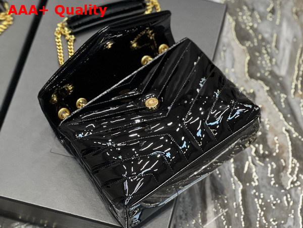 Saint Laurent Loulou Small Chain Bag in Black Quilted Y Patent Leather Replica