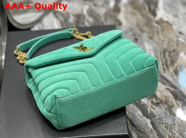 Saint Laurent Loulou Small Chain Bag in Green Matelasse Y Suede Replica