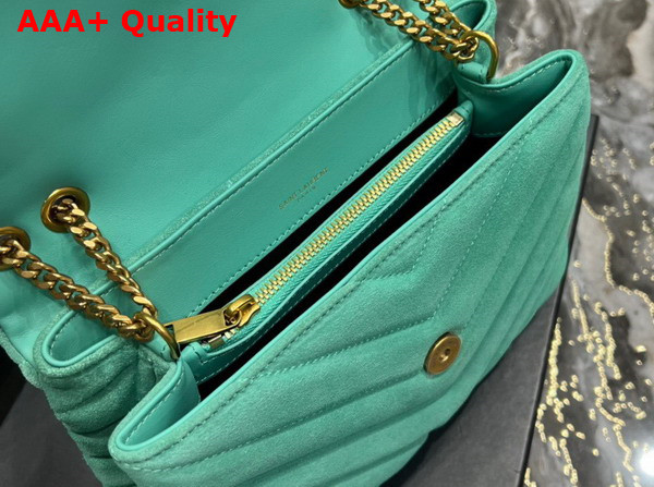 Saint Laurent Loulou Small Chain Bag in Green Matelasse Y Suede Replica