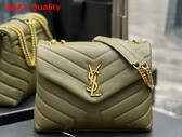 Saint Laurent Loulou Small Chain Bag in Grey Khaki Quilted Y Leather Replica
