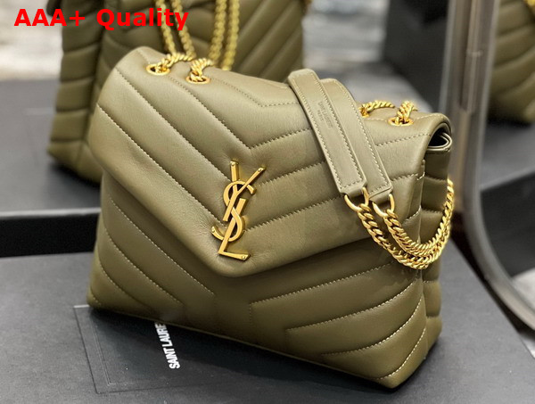 Saint Laurent Loulou Small Chain Bag in Grey Khaki Quilted Y Leather Replica