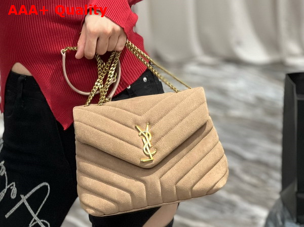Saint Laurent Loulou Small Chain Bag in Taupe Quilted Y Suede Replica