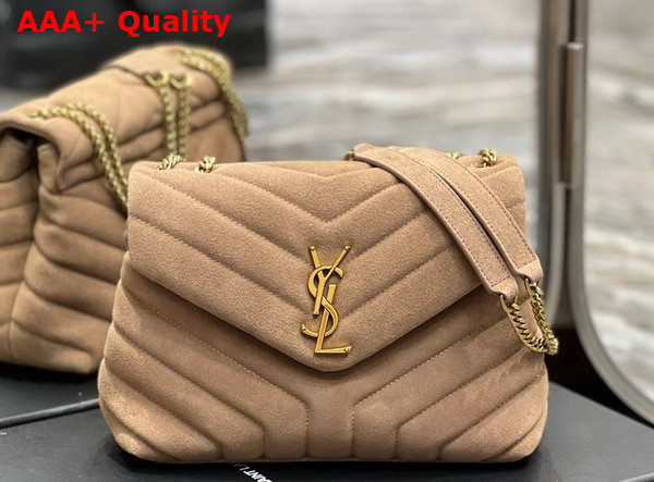 Saint Laurent Loulou Small Chain Bag in Taupe Quilted Y Suede Replica