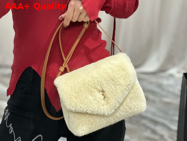 Saint Laurent Loulou Toy Strap Bag in Beige Shearling Replica
