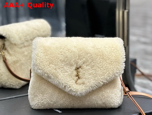 Saint Laurent Loulou Toy Strap Bag in Beige Shearling Replica