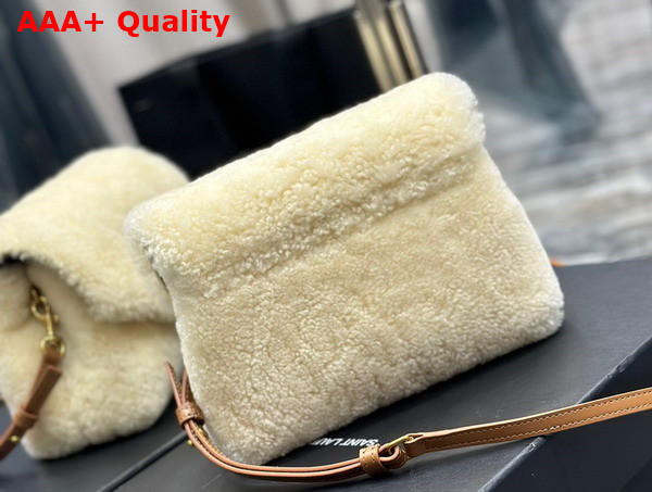 Saint Laurent Loulou Toy Strap Bag in Beige Shearling Replica