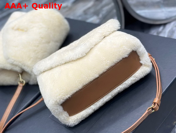 Saint Laurent Loulou Toy Strap Bag in Beige Shearling Replica