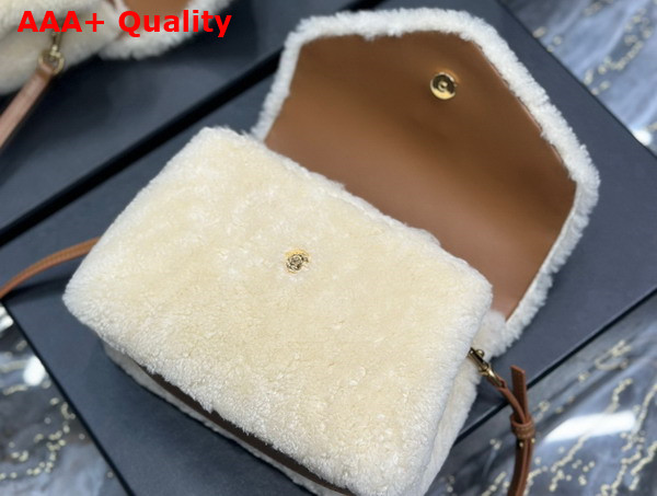 Saint Laurent Loulou Toy Strap Bag in Beige Shearling Replica
