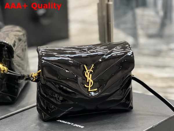 Saint Laurent Loulou Toy Strap Bag in Black Patent Leather Replica
