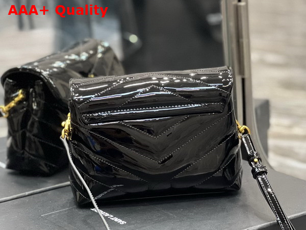 Saint Laurent Loulou Toy Strap Bag in Black Patent Leather Replica