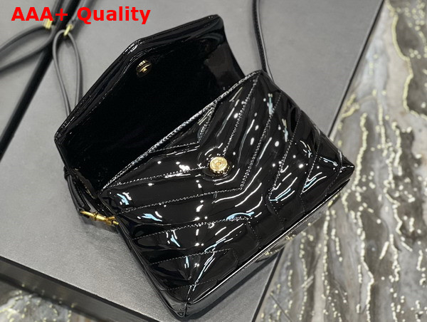 Saint Laurent Loulou Toy Strap Bag in Black Patent Leather Replica