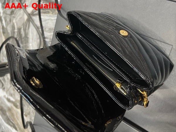 Saint Laurent Loulou Toy Strap Bag in Black Patent Leather Replica