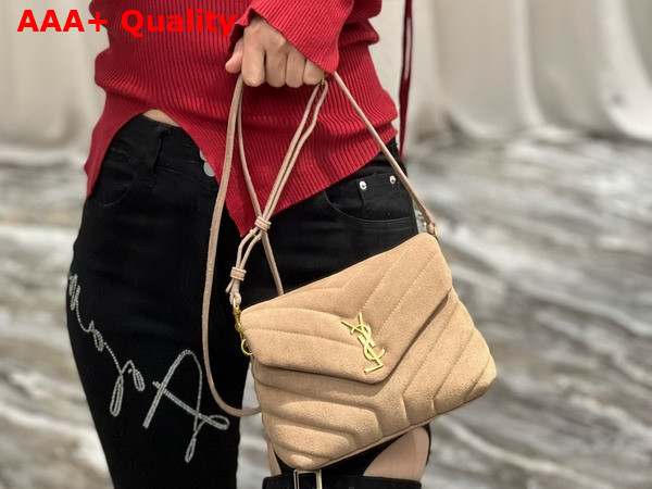 Saint Laurent Loulou Toy Strap Bag in Taupe Matelasse Y Suede Replica