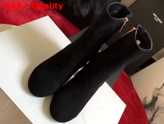 Saint Laurent Loulou Zipped Ankle Boot in Black Suede Replica