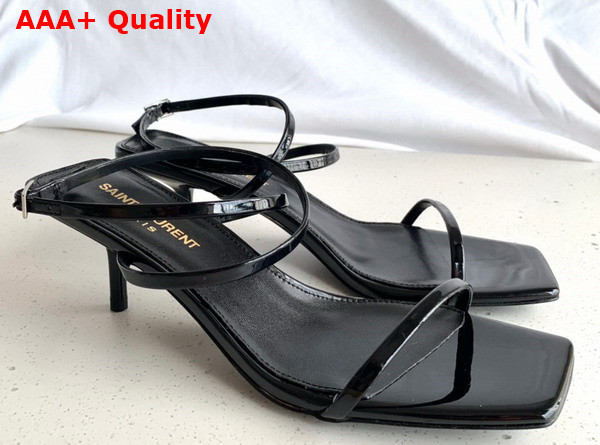 Saint Laurent Low Heel Sandal in Black Patent Leather Replica