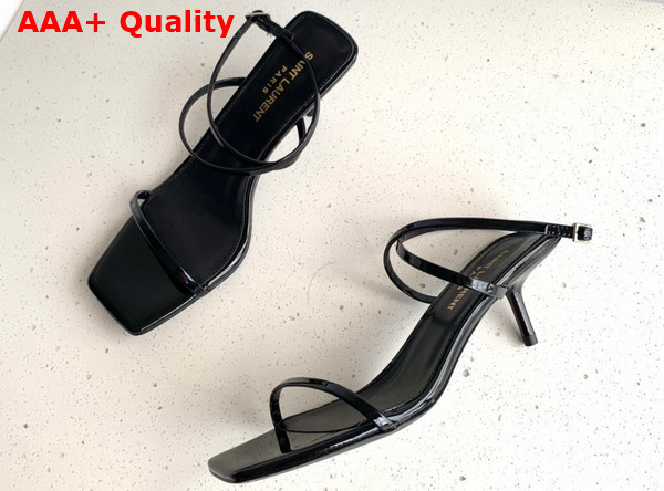 Saint Laurent Low Heel Sandal in Black Patent Leather Replica