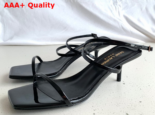 Saint Laurent Low Heel Sandal in Black Patent Leather Replica