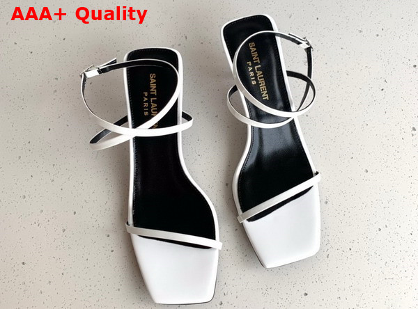 Saint Laurent Low Heel Sandal in White Patent Leather Replica