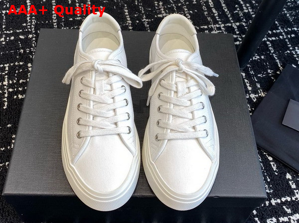 Saint Laurent Malibu Sneakers in Optic White Canvas and Leather Replica