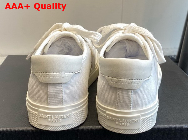 Saint Laurent Malibu Sneakers in Optic White Canvas and Leather Replica