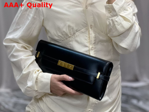 Saint Laurent Manhattan Clutch in Black Box Saint Laurent Leather Replica