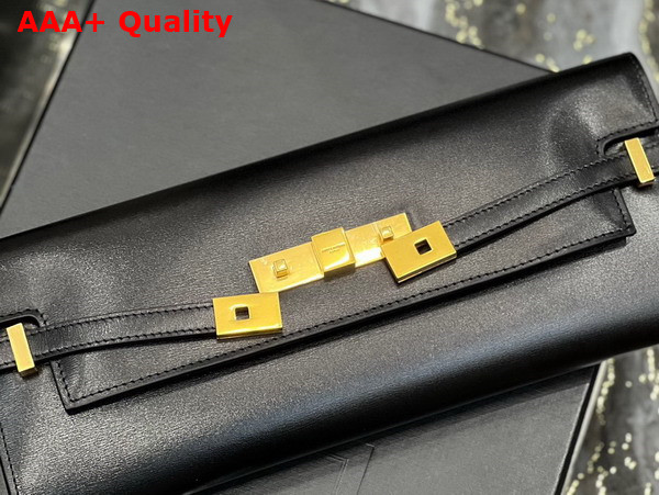 Saint Laurent Manhattan Clutch in Black Box Saint Laurent Leather Replica
