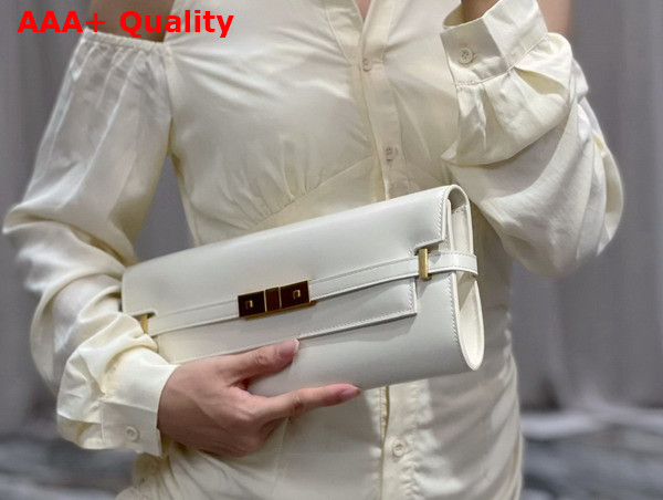 Saint Laurent Manhattan Clutch in Blanc Vintage Box Saint Laurent Leather Replica