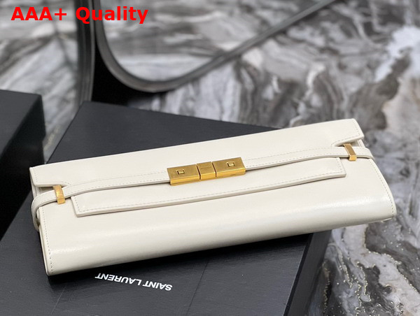 Saint Laurent Manhattan Clutch in Blanc Vintage Box Saint Laurent Leather Replica