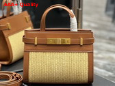 Saint Laurent Manhattan Nano Shopping Bag in Raffia and Smooth Leather Beige Et Naturel Beige Replica