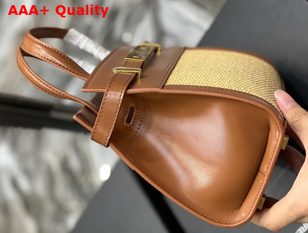 Saint Laurent Manhattan Nano Shopping Bag in Raffia and Smooth Leather Beige Et Naturel Beige Replica