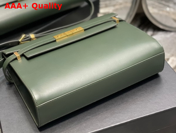 Saint Laurent Manhattan Shoulder Bag in Dark Green Saint Laurent Leather Replica