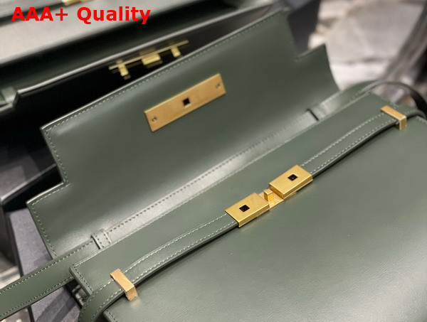 Saint Laurent Manhattan Shoulder Bag in Dark Green Saint Laurent Leather Replica