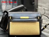 Saint Laurent Manhattan Shoulder Bag in Raffia and Smooth Leather Beige and Black Replica