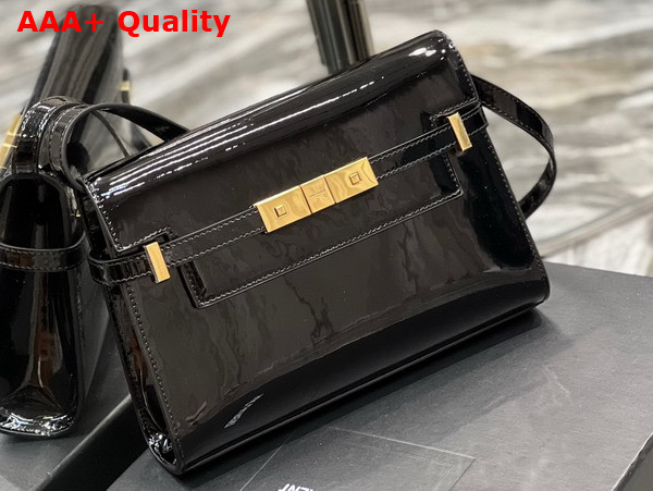 Saint Laurent Manhattan Small Shoulder Bag in Patent Leather Black Replica