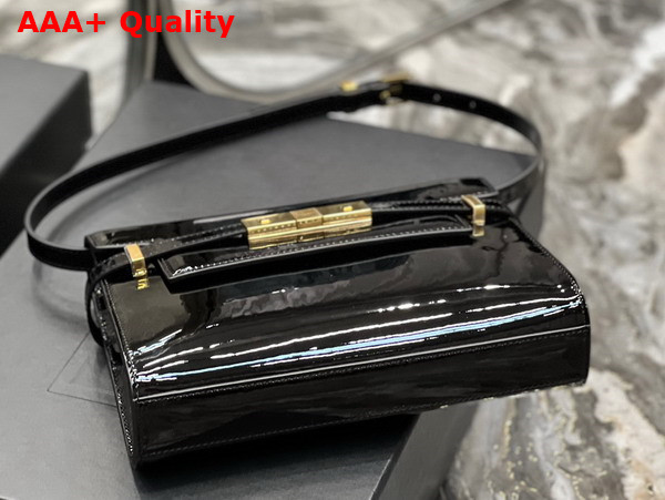 Saint Laurent Manhattan Small Shoulder Bag in Patent Leather Black Replica