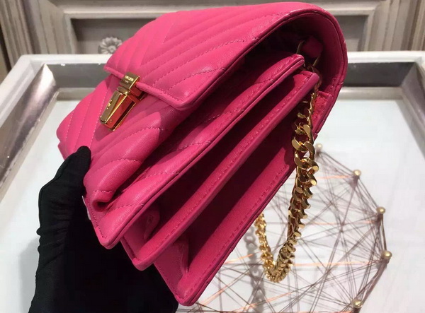 Saint Laurent Medium Chevron High School Bag in Fuchsia Lambskin for Sale