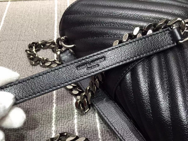 Saint Laurent Medium College Bag in Black Metalasse Leather for Sale
