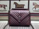 Saint Laurent Medium College Bag in Bordeaux Metalasse Leather for Sale