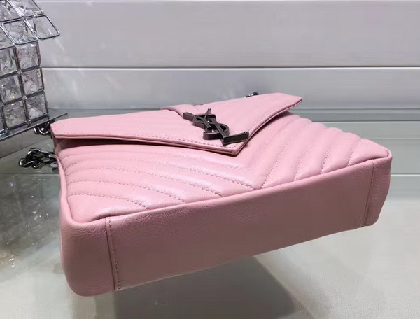 Saint Laurent Medium College Bag in Pink Metalasse Leather For Sale