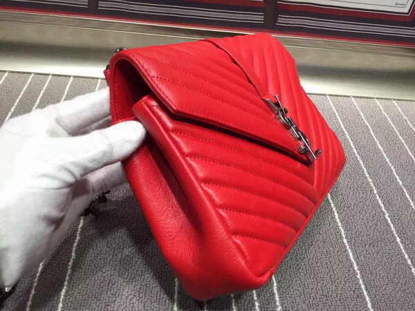 Saint Laurent Medium College Bag in Red Metalasse Leather for Sale